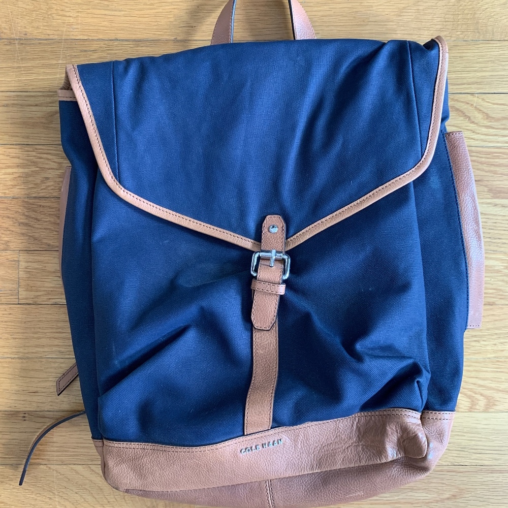 Cole Haan Navy Backpack w/ leather